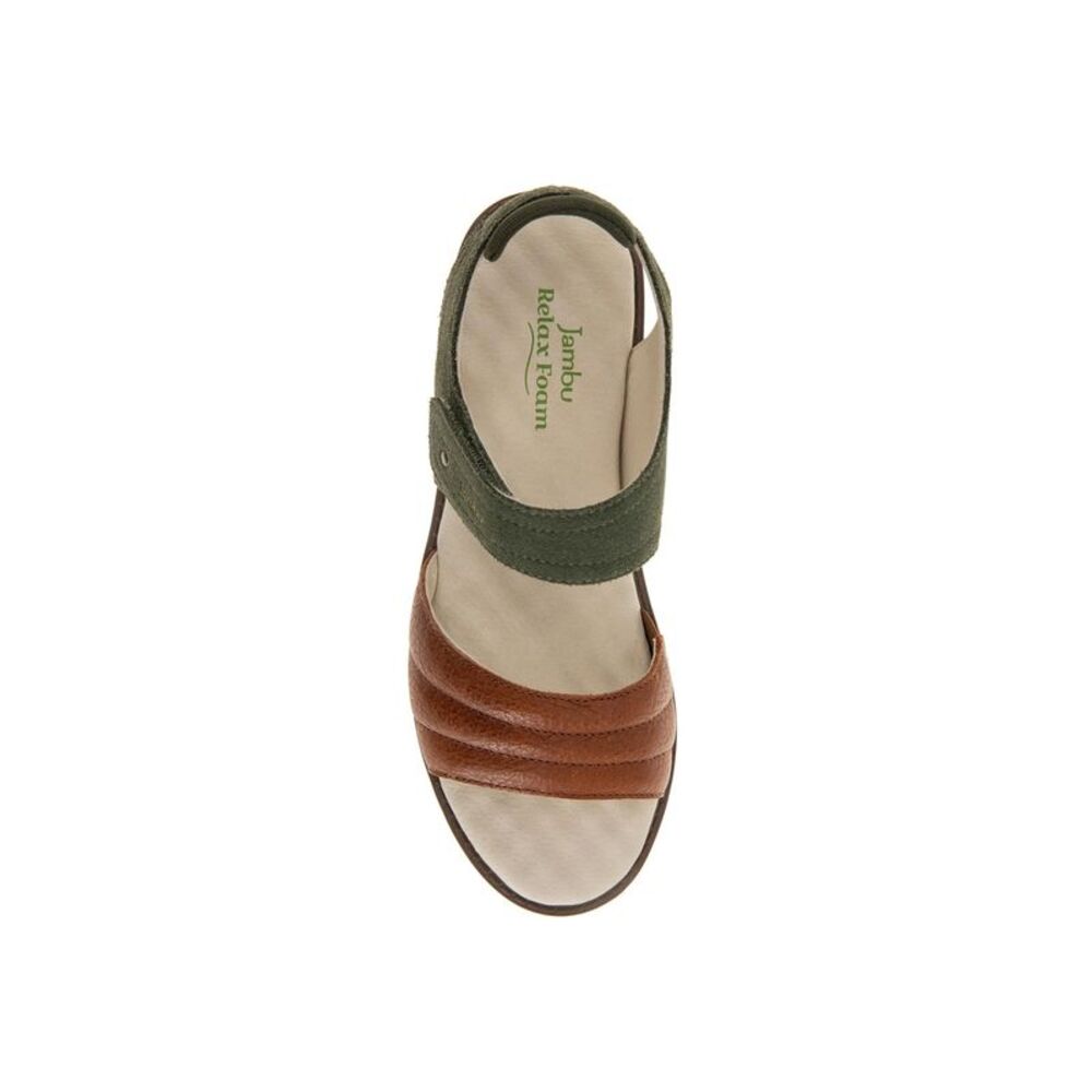 JAMBU Womens Green Mixed Media Africa Open Toe Wedge Sandals Shoes 8.5 M - Picture 3 of 4